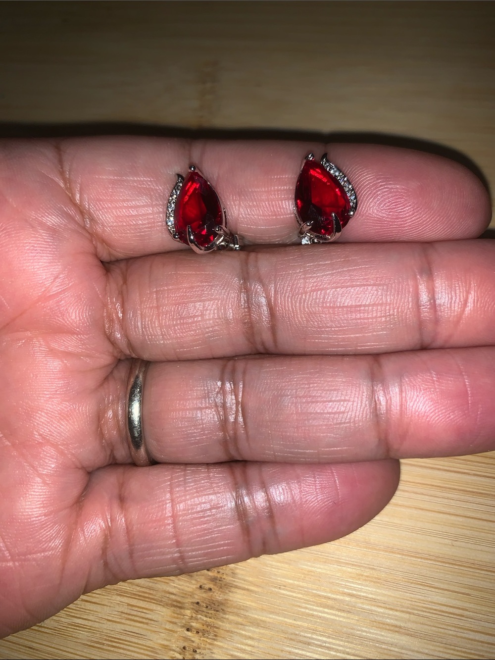 Sterling Silver Teardrop Ruby Stud Earrings - Elegant Women's Jewelry